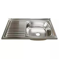 Накладная кухонная мойка 50 см, Mixline 50х80 (0,6) 3 1/2 правая, нержавеющая сталь/глянец
