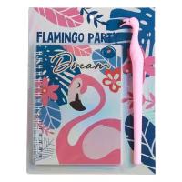 Канцелярский набор ArtFox Flamingo Party (4564190), 2 пр., розовый/синий