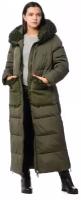 куртка EVACANA зимняя, удлиненная, несъемный капюшон, манжеты, размер 48, зеленый