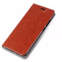 Чехол-книжка MyPads для Huawei Ascend Y625 / Y625-U32 5.0 на жёсткой металлической основе коричневый