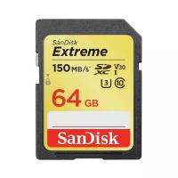 Карта памяти SanDisk Extreme SDXC Class 10 UHS Class 3 V30 150MB/s 64GB