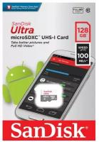 Флеш-карта microSDXC 128Гб Sandisk Ultra, Class 10/UHS-1 ( SDSQUNR-128G-GN3MN )