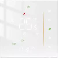 Умный терморегулятор В новом дизайне полностью белого цвета для Алисы на 16А с WIFI для тёплых полов, сенсорный, с ЖК экраном