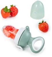 15053, Ниблер Happy Baby с силиконовой насадкой сеточкой, для ягод, фруктов и овощей, оливковый