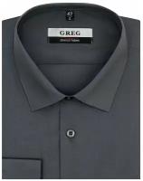Рубашка мужская длинный рукав GREG 330/237/0873/ZN STRETCH, Прилегающий силуэт / Super Slim fit, цвет Серый, рост 174-184, размер ворота 43