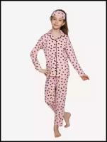 Пижама детская для девочки ПижаМасс, розовая с бантиками, размер 116