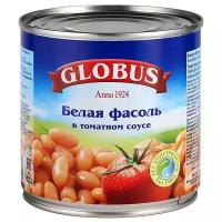 Фасоль Globus белая в томатном соусе, жестяная банка, 400 г, 425 мл