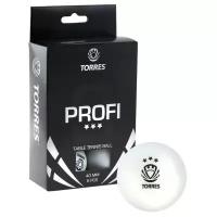 Мяч для настольного тенниса Torres Profi, 3 звезды,40 мм, набор 6 шт., цвет белый