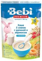 Каша Bebi молочная 5 злаков с абрикосом и малиной, с 6 месяцев, 200 г