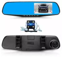 Зеркало видеорегистратор Full HD 1080 P с камерой заднего вида / Автомобильный видеорегистратор / Черный
