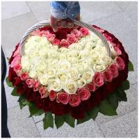 101 роза (Кения) в корзине в виде сердца