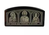 Автомобильная икона триптих, Обсидиан (Богородица, Спаситель, Николай Чудотворец), арка