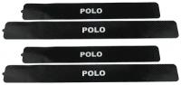 Накладки на пороги карбон черный Фольксваген Поло 5 рестайлинг / Volkswagen Polo (2014-2020) надпись Polo