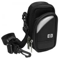 Чехол для фотокамеры HP L1815A черный текстиль. Фиксация на поясном ремне, плечевой ремень, внешний карман на молнии