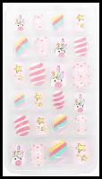 Набор детских накладных ногтей с дизайном ( розовый), 24 шт/Набор накладных ногтей / Дизайн для ногтей /Cамоклеющиеся накладные ногти