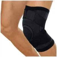 Эластичный бандаж на коленный сустав с застежками-липучками, мягкая/средняя регулирующая степень фиксации, суппорт универсальный