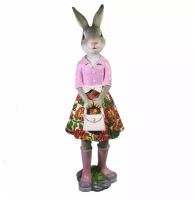 Фигура садовая Зайка Оливия разноцветная юбка, H26 см