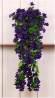 Искусственные цветы / Свисающие фиалки в настенном кашпо / Ампельные цветы в вазоне / Искусственные растения / Декор для дома / Весенние цветы