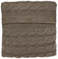 Чехол на подушку вязаный с пуговицами QWERTY Nordvic 50x50 см цвет Ясень (66510)
