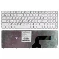Клавиатура для ноутбука Asus N53Jl, русская, белая рамка, белые кнопки
