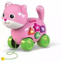 Интерактивная развивающая игрушка Азбукварик Веселая каталочка Котик, розовый