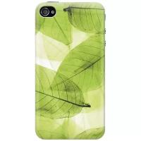 Cиликоновый чехол на Apple iPhone 4 / 4S / Эпл Айфон 4 / 4С с принтом "Зеленые листья"