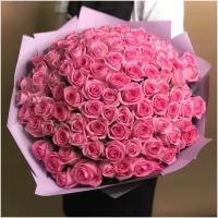 Букет из 101 розовой розы (50 см).