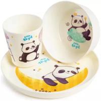 Набор детской посуды Lalababy Play with Me Panda (тарелка, миска, стакан)