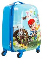 Детский чемодан из ABS пластика Supra Luggage с принтом Little Cyclist, 22 литра, 4 колеса с поворотом на 360 градусов