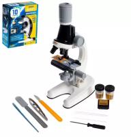Микроскоп для школьника, микроскоп детский с набором для опытов, микроскоп Юный биолог, кратность увеличение до 1200х с подсветкой