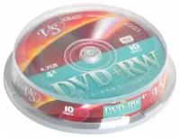 Диски DVD + RW VS 4,7 Gb 4x, КОМПЛЕКТ 10 шт., Cake Box, VSDVDPRWCB1001 511543