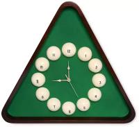 Часы бильярдные, треугольник, дерево, коричневые, 50Х56 см