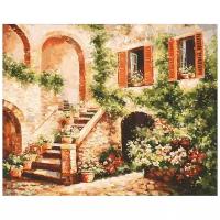 Белоснежка Картина по номерам "Цветущий дворик" 40х50 см (133-AB)