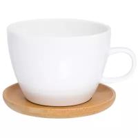Чашка для капучино и кофе латте 500 мл 14,5х12,8х9 см "Снежная королева" + дер. подставка