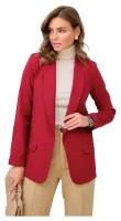 Пиджак женский удлиненный, стильный, деловой, весенний, летний, осенний, в офис, школу, на работу, блейзер, жакет, бордовый цвет, размер 48