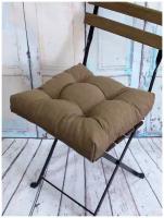 Подушка для сидения на стул без завязок MATEX MELANGE песочный, чехол не съемный, ткань велюр, 40х40 см