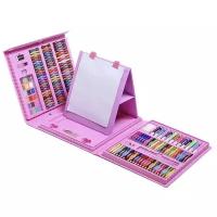 Творческий набор юного художника для рисования, 208 предметов (розовый) ОЕМ
