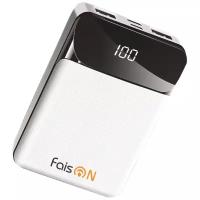Аккумулятор внешний FaisON FS-PB-910, Classic, 10000mAh, пластик, дисплей, 2 USB выхода, 2.1A, цвет: белый