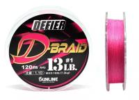 Шнур Sunline SHOOTER DEFIER D-Braid 120м Pink 13Lb # 1.0