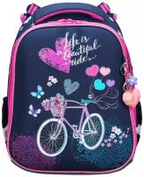 Ранец / рюкзак / портфель школьный для девочки первоклассницы Brauberg Premium, 2 отделения, с брелком, Beautiful ride, 38х29х16 см