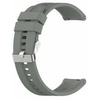 Cиликоновый ремешок PADDA для смарт-часов Huawei Watch GT2 (42 мм) / GT2 (ширина 20 мм) серебристая застежка