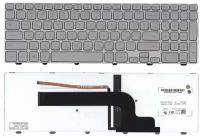 Клавиатура для ноутбука Dell Inspiron 15-7537 русская, серебристая с подсветкой