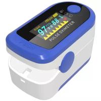 Пульсоксиметр медицинский для измерения кислорода и пульса. Оксиметр / пульсометр на палец (3 показателя), синий