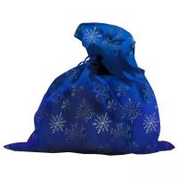 Мешок Деда Мороза синий+снежин, сатин