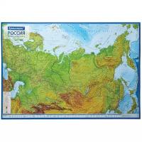 Карта России физическая 101х70 см. 1:8.5М. с ламинацией. интерактивная. европодвес. BRAUBERG. 112392