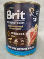 Влажный корм для собак Brit Premium by Nature, говядина, с рисом 850 г