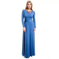 Длинное синее платье с поясом Mondigo (5923, синий, размер: 44)