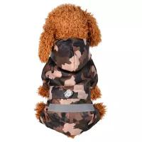 Дождевик для собак с капюшоном Family Pet водонепроницаемый, со светоотражающей лентой, цвет камуфляж, размер 3XL