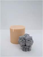 Силиконовая форма для мыла, силиконовая форма для гипса, силиконовый молд "Три совы на пне" 3D