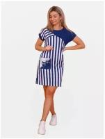 Платье женское трикотажное домашнее, София37, цвет синий, 48 размер